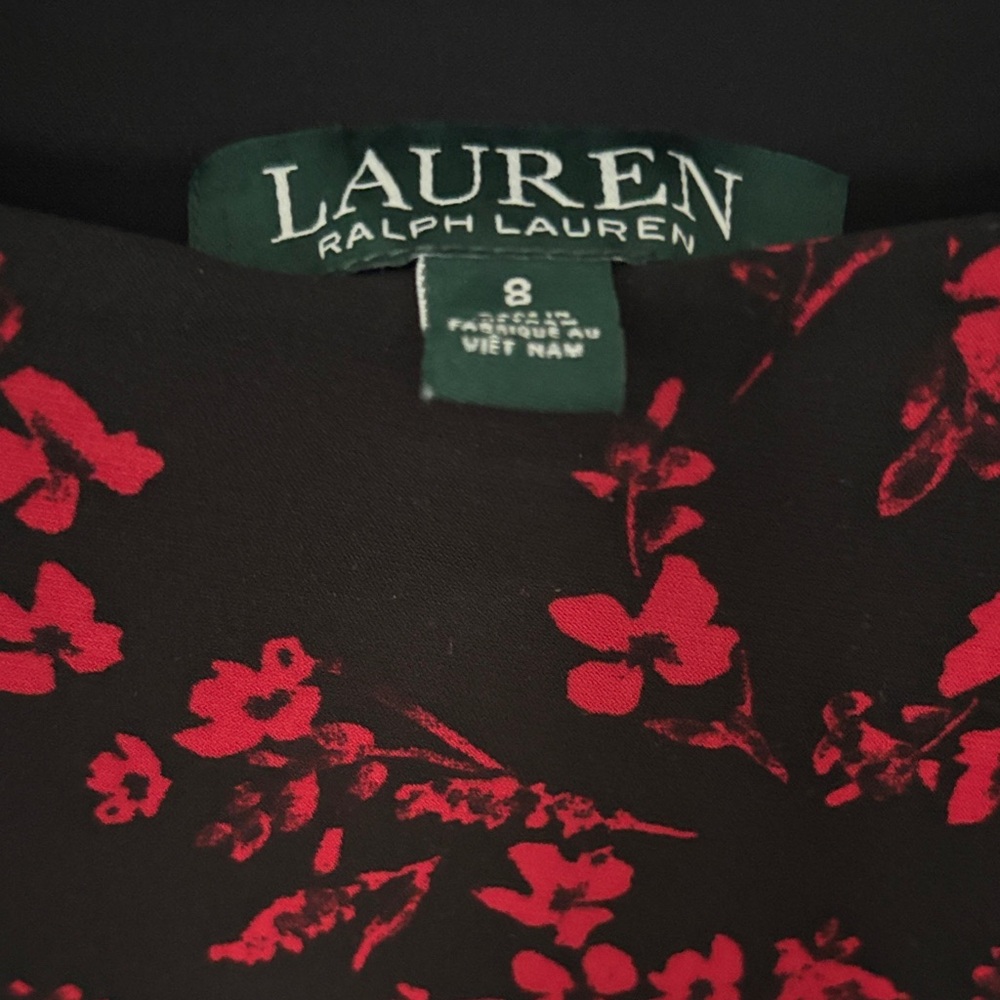 Lauren Ralph Lauren Black Dress with Red Floral Design
